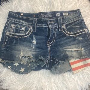 Miss me flag usa stripe stars jean shorts size 26 low rise